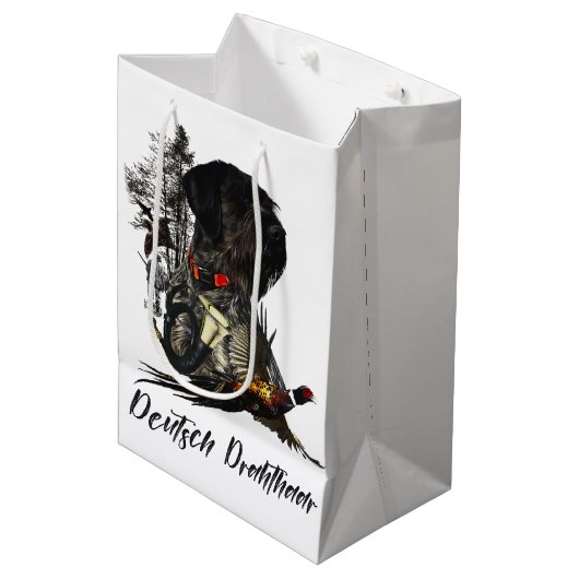 Duitse Staande Hond Draadhaar Medium Cadeauzakje (Voorkant Gekanteld)