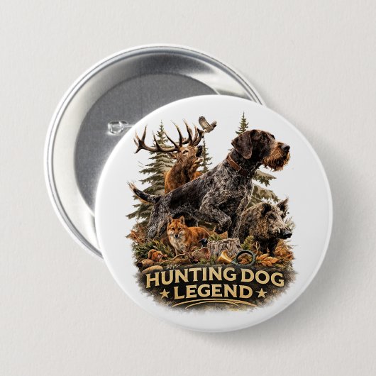 Duitse Staande Hond Draadhaar Ronde Button 7,6 Cm (Voorkant /achterkant)