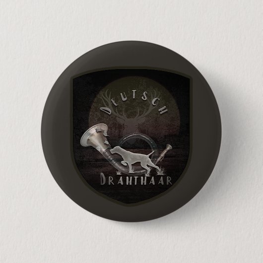 Duitse Staande Hond Drahthaar Ronde Button 5,7 Cm (Voorkant)