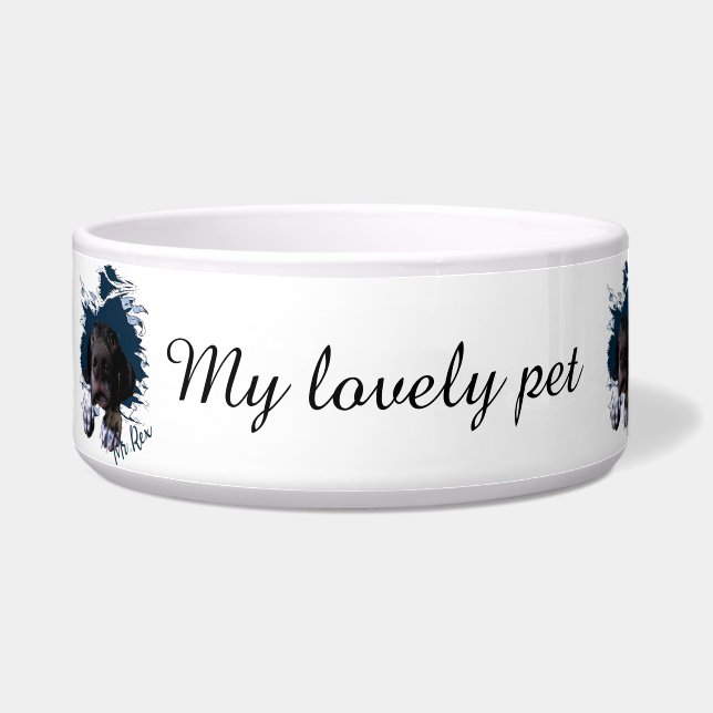 Duitse Staande Hond, grappig gezicht Bandana Voerbakje (Links)