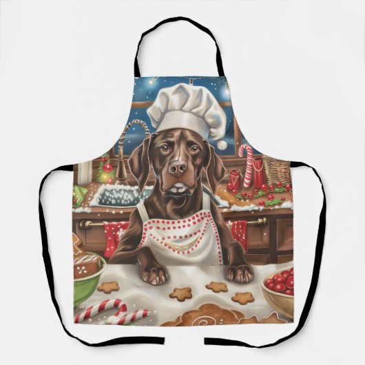 Duitse Staande Hond Kerstbakken: Feestelijk Schort (Voorkant)