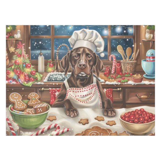 Duitse Staande Hond Kerstbakken: Feestelijk Tafelkleed (Voorkant (Horizontaal))