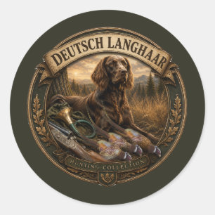 Duitse Staande Hond Lange Haren Jachtgezel Ronde Sticker