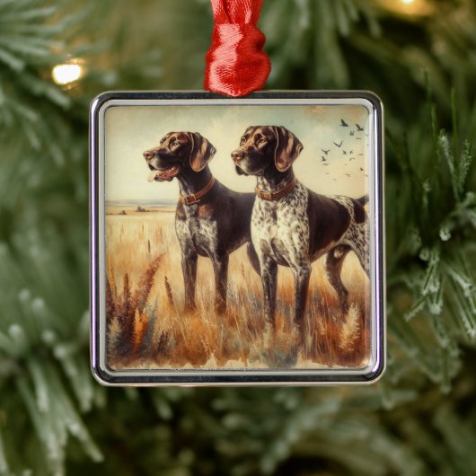 Duitse Staande Hond Metalen Ornament (Boom)