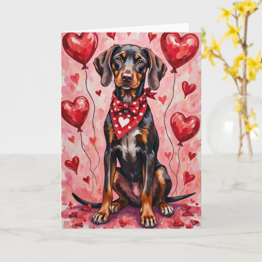 Duitse Staande Hond Valentijnsdag Kaart (Gele Bloem)