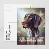 Duitse Staande Hond Wachtend Briefkaart (Voorkant / Achterkant)