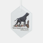 Duitse Staande Hond, ZACHAR Glas Ornament (Voorkant links)