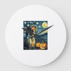 Duitse Staande Pointer 2 Schattige Hond Halloween Grote Klok