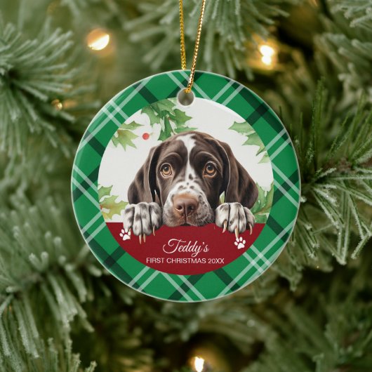 Duitse Staande Pointer Eerste Kerstmis Keramisch Ornament (Boom)