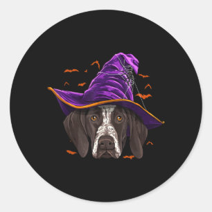 Duitse Staande Pointer Heks Grappig Halloween Ronde Sticker