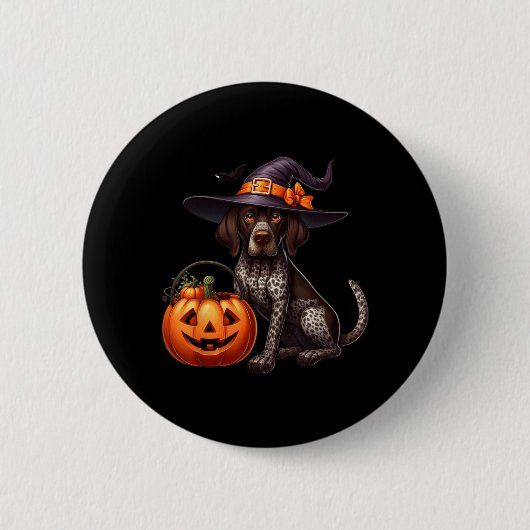 Duitse Staande Pointer Heksen Halloween Ronde Button 5,7 Cm (Voorkant)