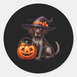 Duitse Staande Pointer Heksen Halloween Ronde Sticker