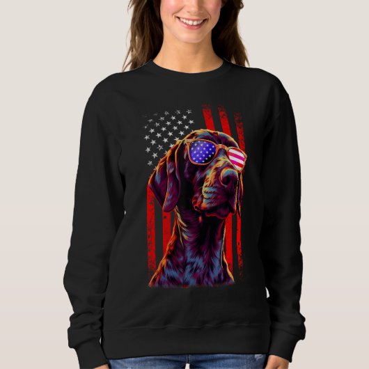 Duitse Staande Pointer Hond Amerikaanse Vlag 4 jul Trui (Voorkant)