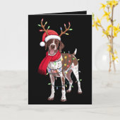 Duitse Staande Pointer Hond Kerst Gewei Kaart (Gele Bloem)