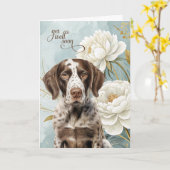 Duitse Staande Pointer Hond Magnolia's Beterschap Kaart (Gele Bloem)