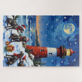 Duitse Staande Pointer Kerst Vuurtoren Legpuzzel (Horizontaal)