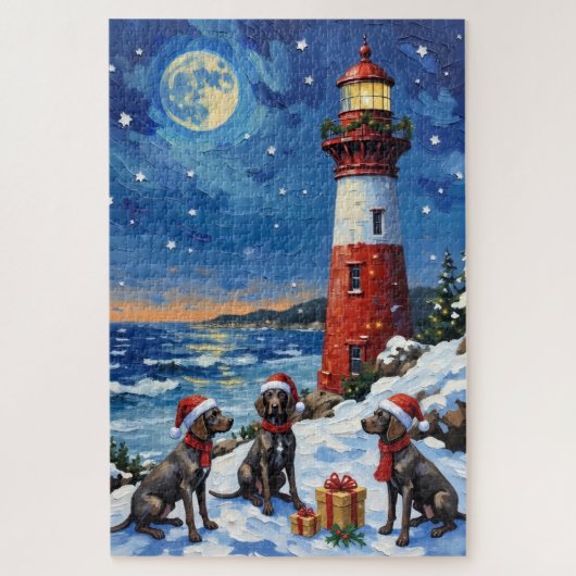 Duitse Staande Pointer Kerst Vuurtoren Legpuzzel (Verticaal)