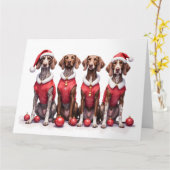 Duitse Staande Pointer Kerstjurk Sinterklaas Kaart (Gele Bloem)