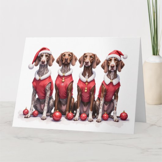 Duitse Staande Pointer Kerstjurk Sinterklaas Kaart (Voorkant)