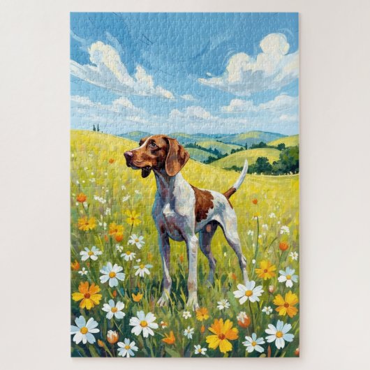 Duitse Staande Pointer Lente Weide Hond Legpuzzel (Verticaal)