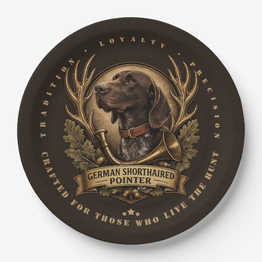 Duitse Staande Pointer Logo Papieren Bordje (Voorkant)