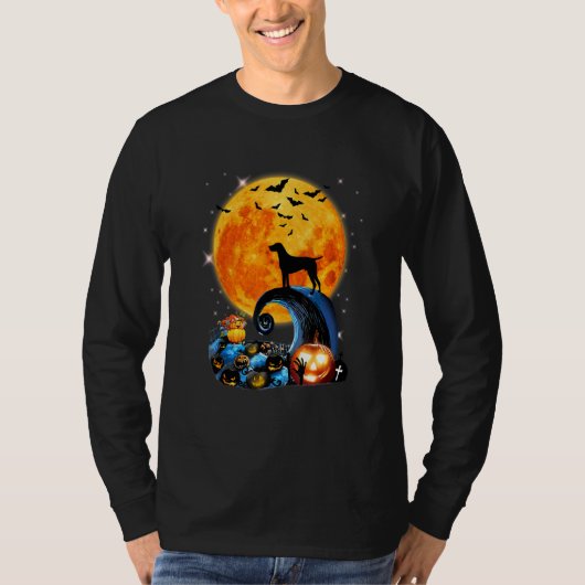 Duitse Staande Pointer Moon Cliff Pumpkin Hall T-shirt (Voorkant)