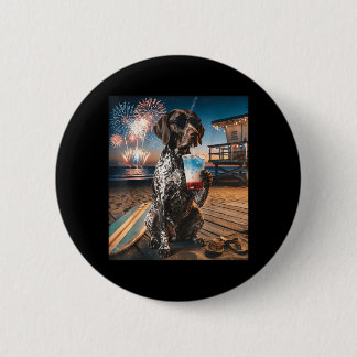 Duitse Staande Pointer Patriottisch Strand Ronde Button 5,7 Cm