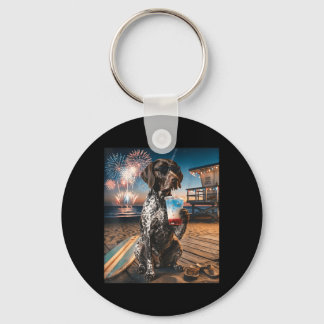 Duitse Staande Pointer Patriottisch Strand Sleutelhanger