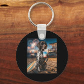 Duitse Staande Pointer Patriottisch Strand Sleutelhanger (Voorkant)