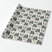 Duitse Staande Pointer Retro Vrachtwagen Monogram Cadeaupapier (Uitgerold)
