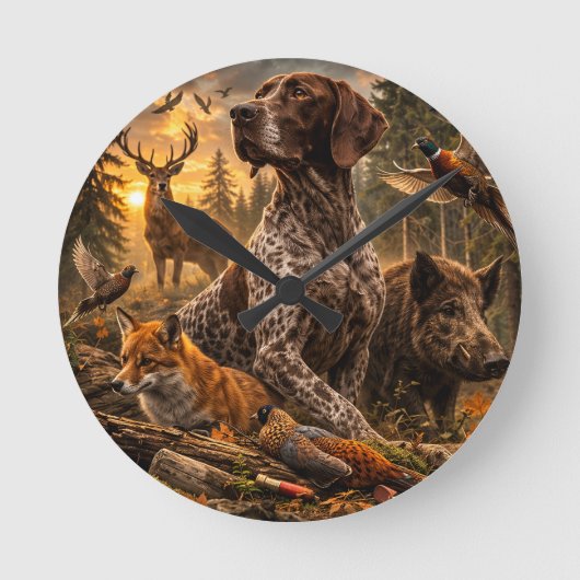 Duitse staande pointer ronde klok (Voorkant)