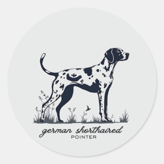 Duitse Staande Pointer Wijzend Silhouet Ronde Sticker (Voorkant)