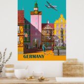 Duitse stad, vintage luchtvaartposter poster (Keuken)