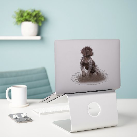 duitse stenografische aanwijzer puppy poster b sticker (Laptop op bureau)