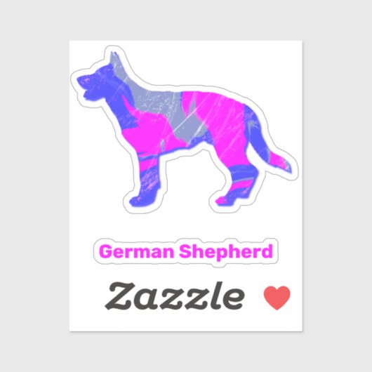Duitse Sticker Shepherd Silhouette Pink&Blue (Vel)
