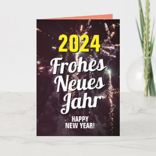 Duitse taal   Gelukkig Nieuwjaar 2024 Download Feestdagen Kaart