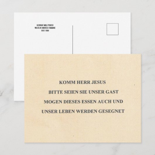 DUITSE TABLE PRAYER BRIEFKAART (Voorkant / Achterkant)