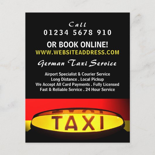 Duitse taxi vlag met prijslijst flyer (Voorkant)