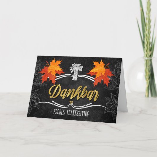 Duitse Thanksgiving Grateful Belssings Chalkboard Feestdagen Kaart (Voorkant)