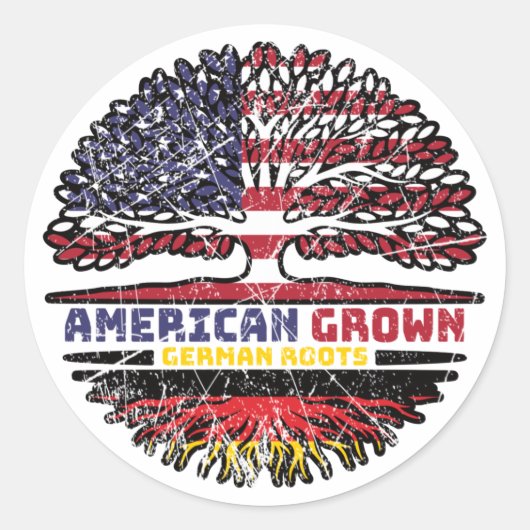 Duitse US American UUSA United States Tree Ronde Sticker (Voorkant)