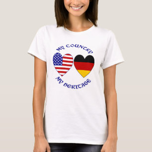 Duitse USA-harten Vlag Erfgoed Dames T-shirt