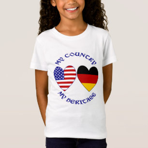 Duitse USA Vlag Harten Land Erfenis Meisjes T-shirt