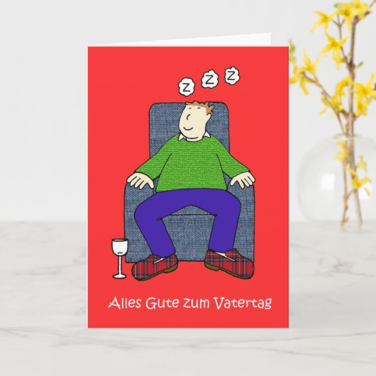 Duitse Vaderdag slapende vader Kaart (Gele Bloem)