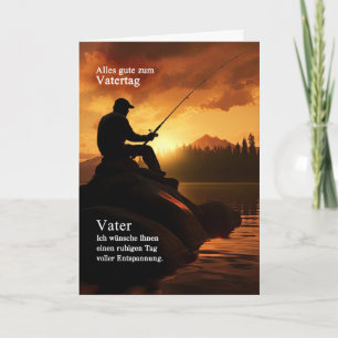 Duitse Vaderdag Visser Vissen Zonsopgang Meer Feestdagen Kaart