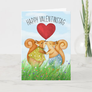 Duitse Valentijnsdag Romantische Eekhoorns Hart Feestdagen Kaart