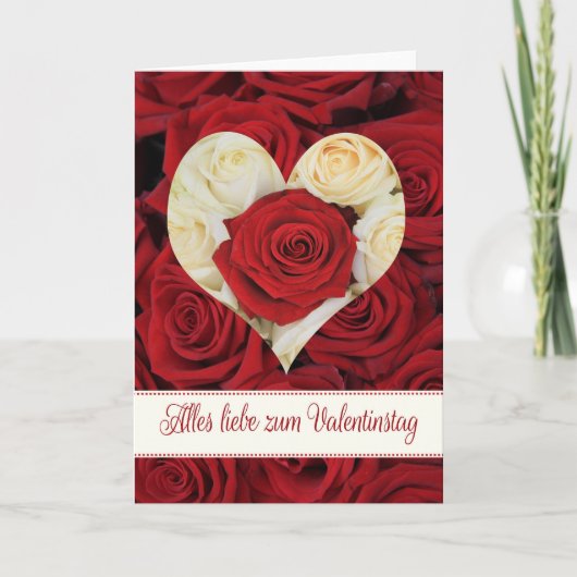 Duitse Valentijnsdag Rozen Feestdagen Kaart (Voorkant)