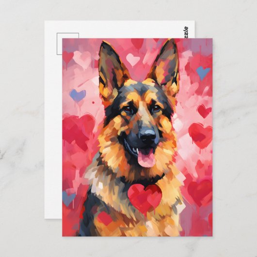Duitse Valentijnsdag Shepherd Briefkaart (Voorkant / Achterkant)
