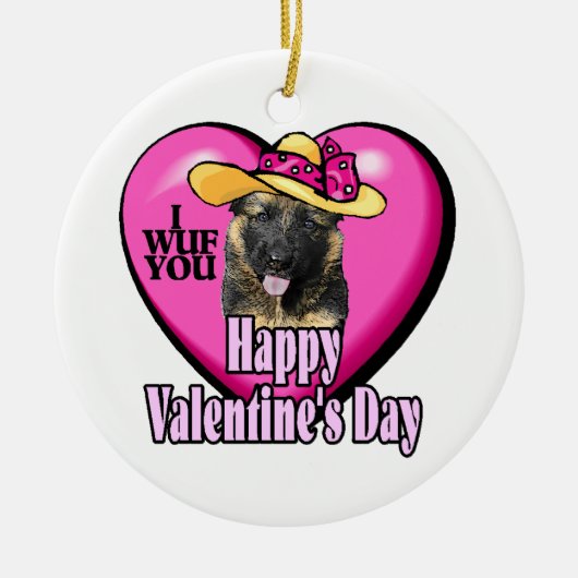 Duitse Valentijnsdag Shepherd Keramisch Ornament (Voorkant)
