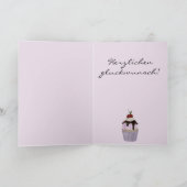 Duitse verjaardag Cherry Cupcake Kaart (Binnen)