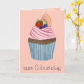 Duitse verjaardag fruit cupcake kaart (Gele Bloem)